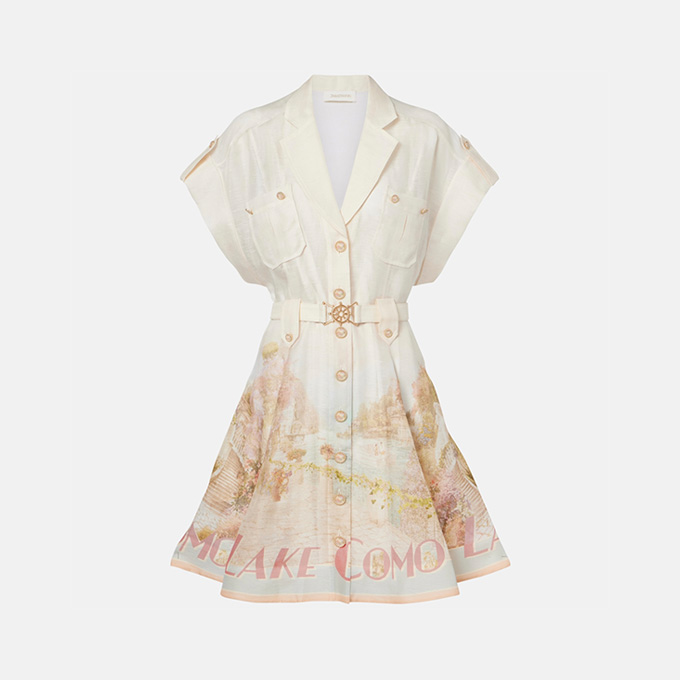 zimmermann indra printed belted mini dress